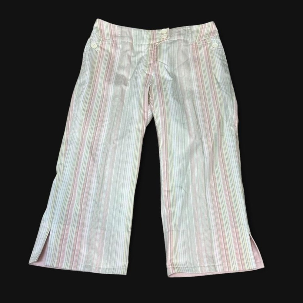Y2K Pinstripe Capris Mid Rise Size 2P Summer Preppy Casual
